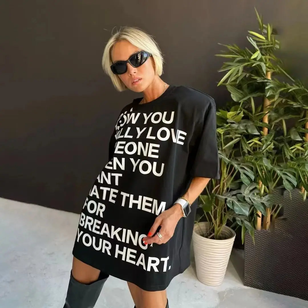 European and American hot girls American retro high street printed short-sleeved loose and versatile tops trendy brand y2k tiops Street King Limited
