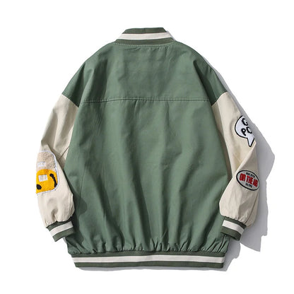 hip hop mens baseball jacket harajuku cotton streetwear embroidery letter funny smiley patchwork college jacket coat couple unique default style 61