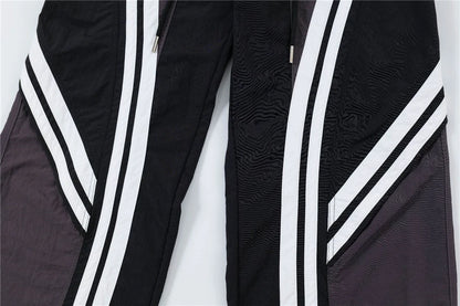 men black sports pants y2k striped patchwork joggers baggy pants hip hop casual drawstring waist quick drying trousers unique joggers style 3737