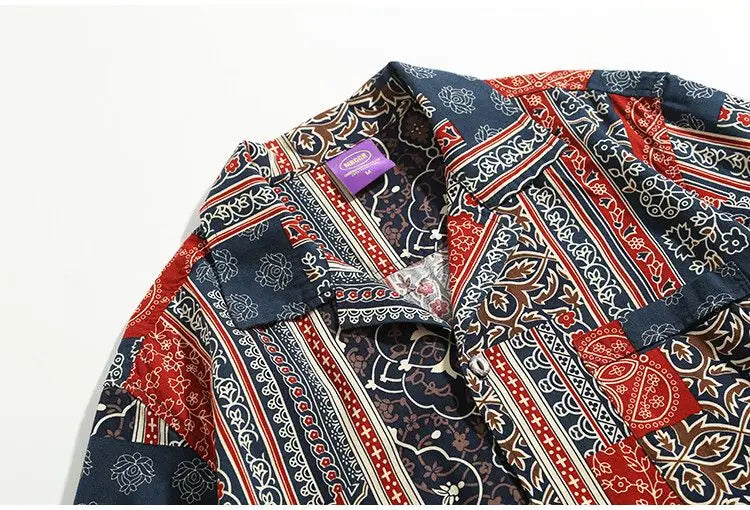 Korean Hawaiian Cuban collar retro printed shirt men American handsome simple casual versatile loose beach short-sleeved shirt Street King Limited