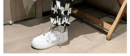 Letter wide-leg pants for men and women in autumn and winter plus velvet high-waisted loose long and short straight pants tops Street King Limited