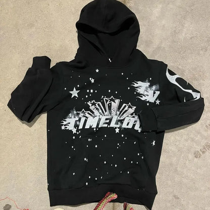 Y2K women's clothing hoodies set Sweater long sleeved pullover top vintage oversize streetwear Gothic dark print pattern 2024 Street King Limited