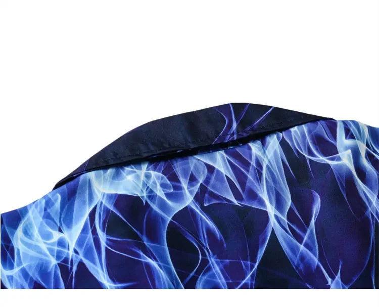 Dark Icon Blue Flame Polo Shirt Men Summer Light Weight Material Hawaiian Shirts Streetwear Men's Shirt Street King Limited