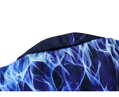 Dark Icon Blue Flame Polo Shirt Men Summer Light Weight Material Hawaiian Shirts Streetwear Men's Shirt Street King Limited
