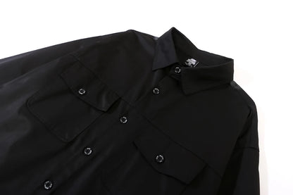 Back Characater Letter Print Washed Autumn Shirts for Men Lapel High Street Baggy Y2k Camisas Oversized Long Sleeve Blouses Street King Limited