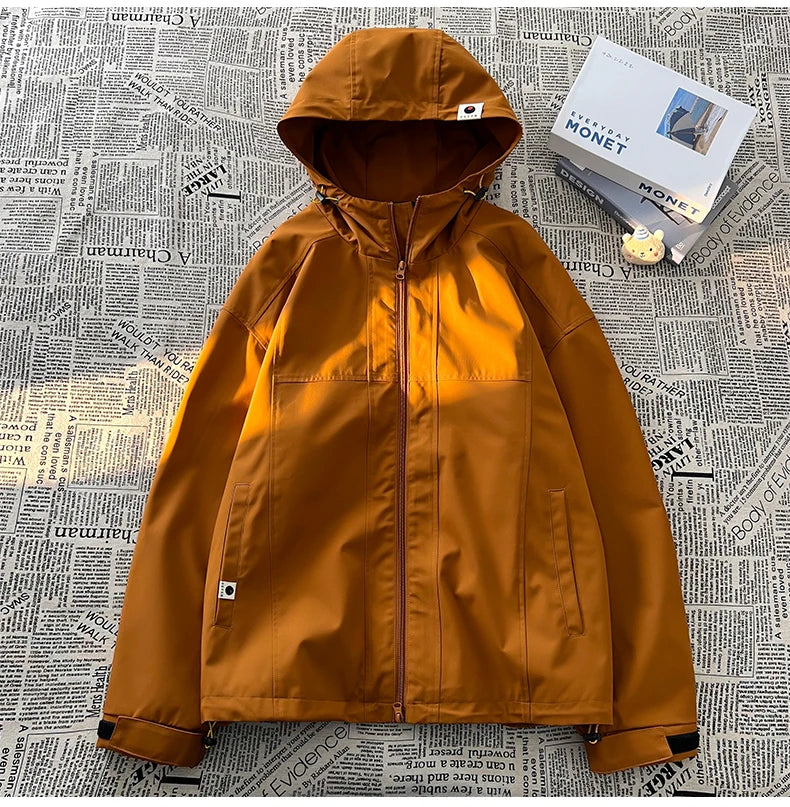 autumn spring casual mens outdoor jacket basic solid colour hooded windbreaker unisex coats waterproof male jackets unique default style 5132