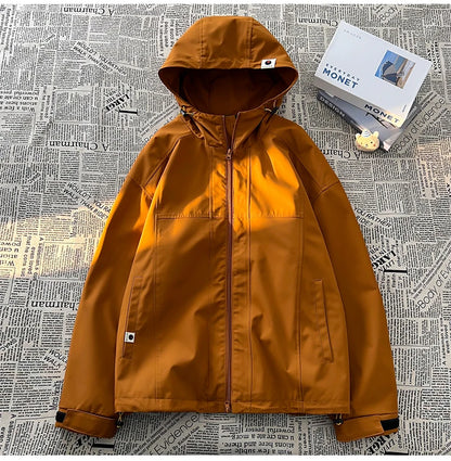 autumn spring casual mens outdoor jacket basic solid colour hooded windbreaker unisex coats waterproof male jackets unique default style 5132