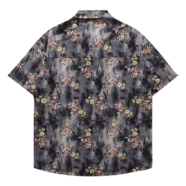 Men's Shirts Summer Flower Pattern Harajuku Style Top Casual Loose Fashion Clothing Versatile Shirts Unisex New Style Street King Limited