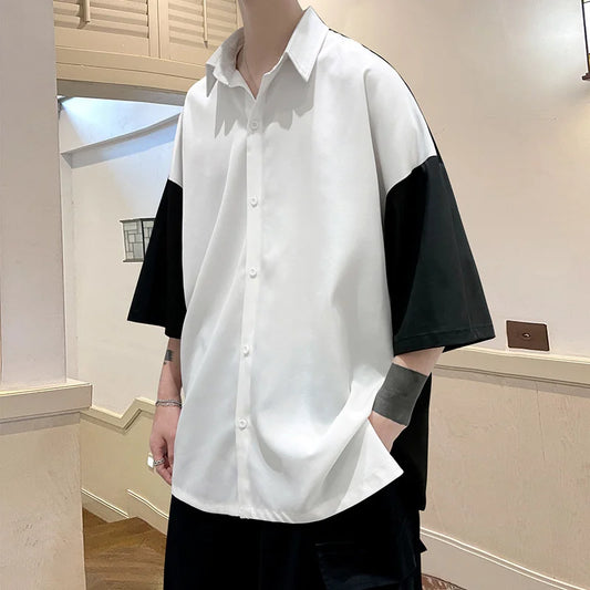 Summer Short Sleeve Shirt Men Fashion Oversized Ice Silk Shirt Men Streetwear Loose Dress Shirts Mens Hawaiian Shirt M-3XL Street King Limited