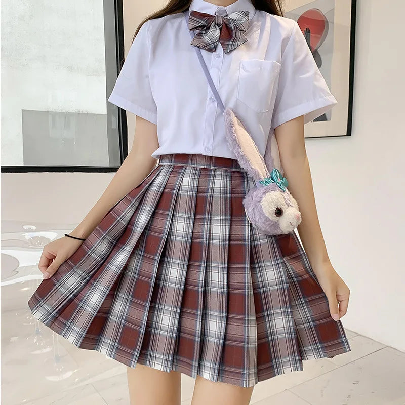 Jk Uniforms Gyaru School Uniform for Girl Student Pleated Skirt Uniform Set Women Short Sleeve Bow Tie Seifuku Japanese Style Street King Limited