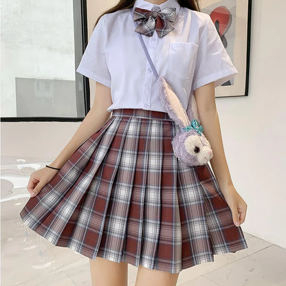 Jk Uniforms Gyaru School Uniform for Girl Student Pleated Skirt Uniform Set Women Short Sleeve Bow Tie Seifuku Japanese Style Street King Limited