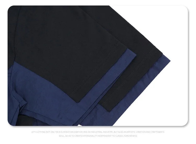 Side stitching color bump hem drawstring plus two layers of short-sleeved shirt profile Street King Limited