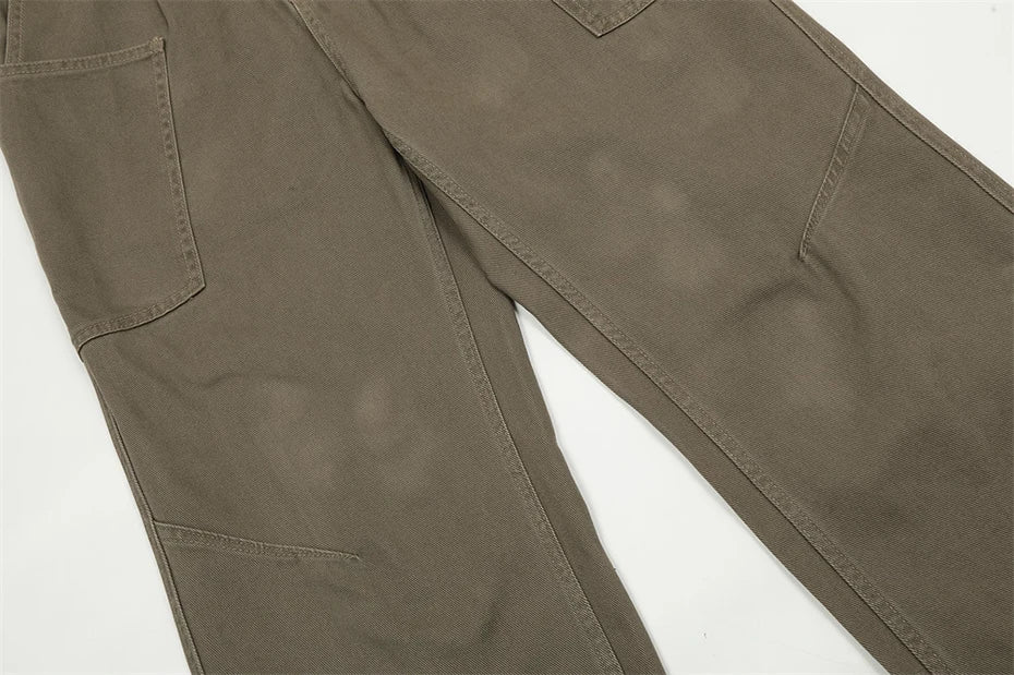 american style cargo jeans mens black loose straight denim pants casual baggy jeans trousers unique cargo style 2739