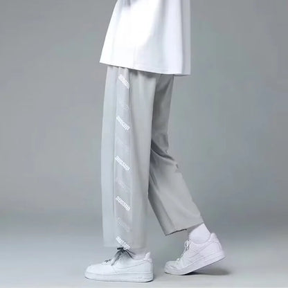 summer side letter printed straight pants mens drawstring sports joggers sweatpants y2k streetwear baggy casual trousers streetwear sweatpants