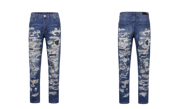 retro washed 3d printed fake distressed jeans hip hop denim pants streetwear jean pants mens harajuku cotton trousers joggers unique joggers style 2875