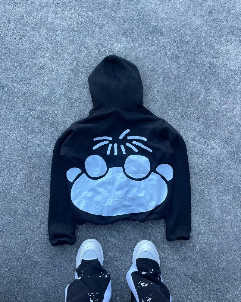 American Harajuku fashion cartoon letter print hoodie male y2k Goth punk couple Street trend casual loose oversized sweatshirt Street King Limited
