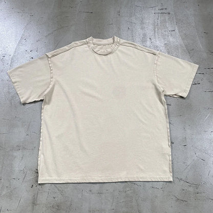 2024 Summer New Washed Oversized Tshirt Worn Out Retro Distressed Tee Raw Edge Men's Cotton Short Sleeved Tie Dyeing T-shirt Street King Limited