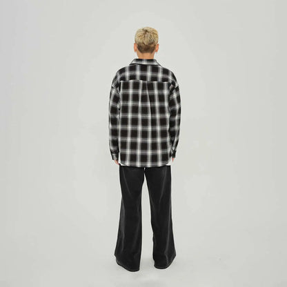 American Vintage Plaid Shirt Men's Long-Sleeved Spring And Autumn High-End Casual Shirt Jacket Street King Limited
