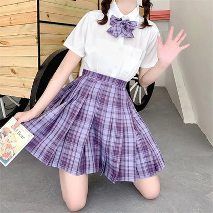 Jk Uniforms Gyaru School Uniform for Girl Student Pleated Skirt Uniform Set Women Short Sleeve Bow Tie Seifuku Japanese Style Street King Limited