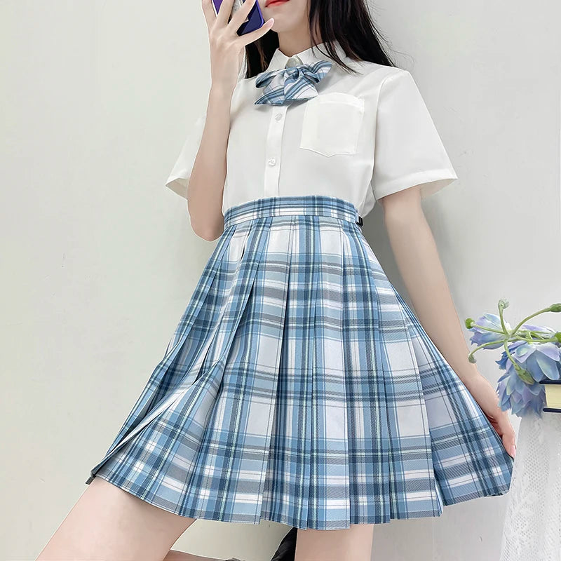 Jk Uniforms Gyaru School Uniform for Girl Student Pleated Skirt Uniform Set Women Short Sleeve Bow Tie Seifuku Japanese Style Street King Limited