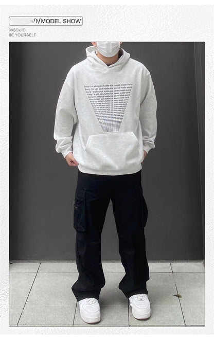 Oversized Flame Graphic Hoodie for Men