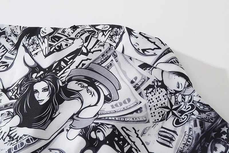 Anime Graphics Print Shirt New Casual Short Sleeve Harajuku Hawaiian Shirt Hip Hop Streetwear Loose Top Shirts for Mens Clothing Street King Limited