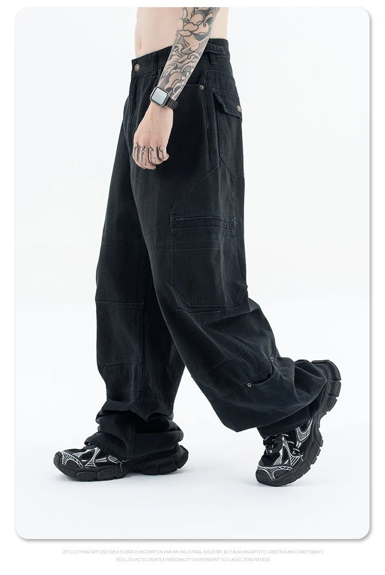Washed and worn multi-pocket cargo jeans Street King Limited