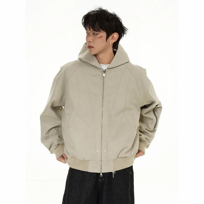 spring autumn hood bomber jacket men streetwear fashion loose casual hooded short cargo jacket cityboy coat outerwear baggy cargo bottoms