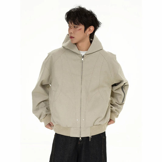 spring autumn hood bomber jacket men streetwear fashion loose casual hooded short cargo jacket cityboy coat outerwear baggy cargo bottoms