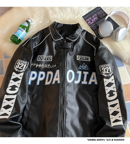 american style coat mens spring and autumn street pilot biker jacket oversized hip hop letter embroidery pu leather jackets unique default style 449