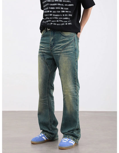 retro washed denim baggy jeans pants unisex hip hop fashion streetwear harajuku patchwork loose flare straight pants joggers men unique joggers style 1252