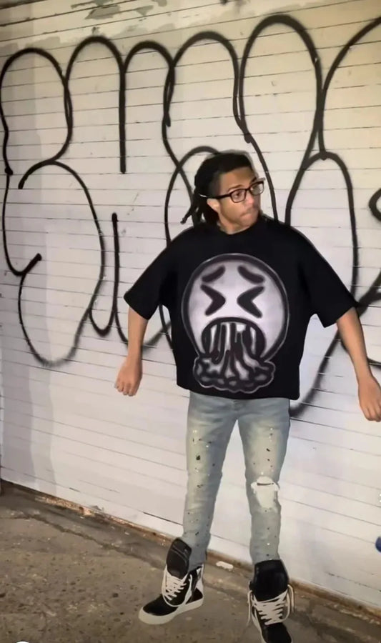 Y2k Streetwear Gothic Anime Graphic Print Oversized T-Shirt Men's Fashion Harajuku Rock Loose Round Neck Casual Short Sleeve Top Street King Limited