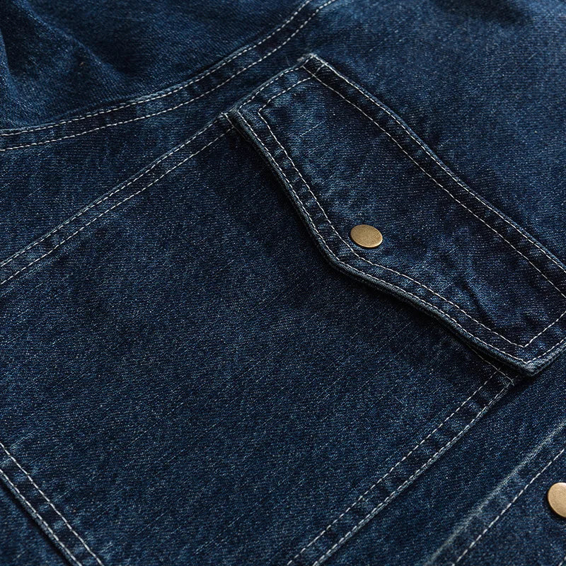 Vintage Men's Spring And Autumn New Washed Distressed Denim Shirt Jacket Loose Casual Long-Sleeved Coat Jacket Street King Limited