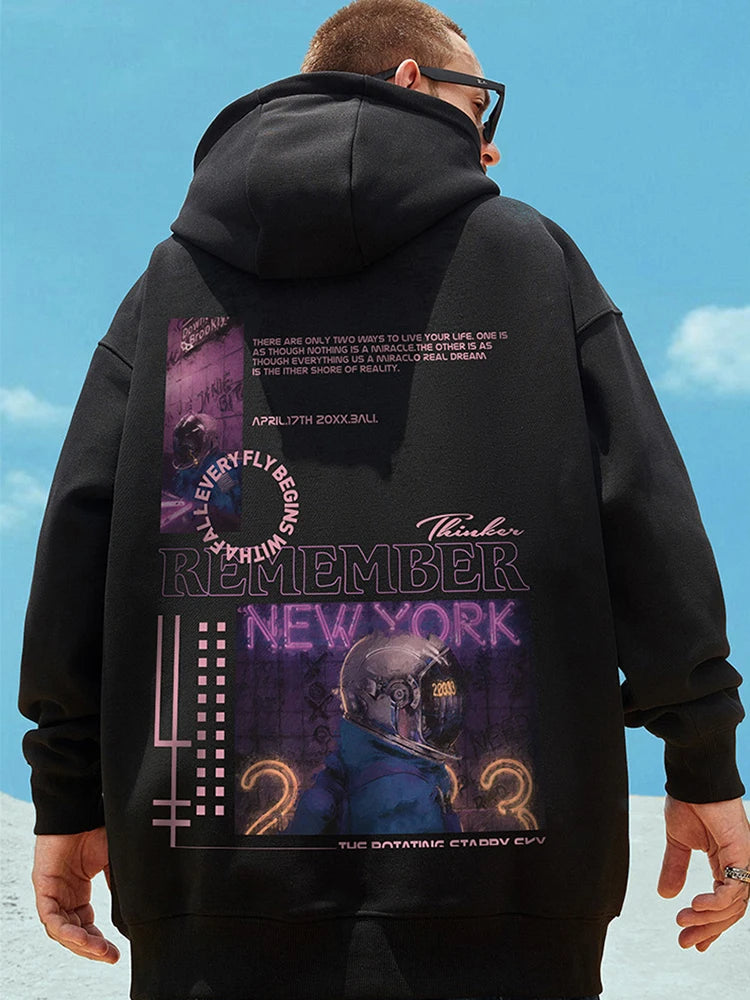 Subway Astronaut Gothic Print Men's Sweatshirt Autumn Pullover Streetwear 2025 Fleece Hoodies Hip Hop Y2K Hoodie Clothes Street King Limited