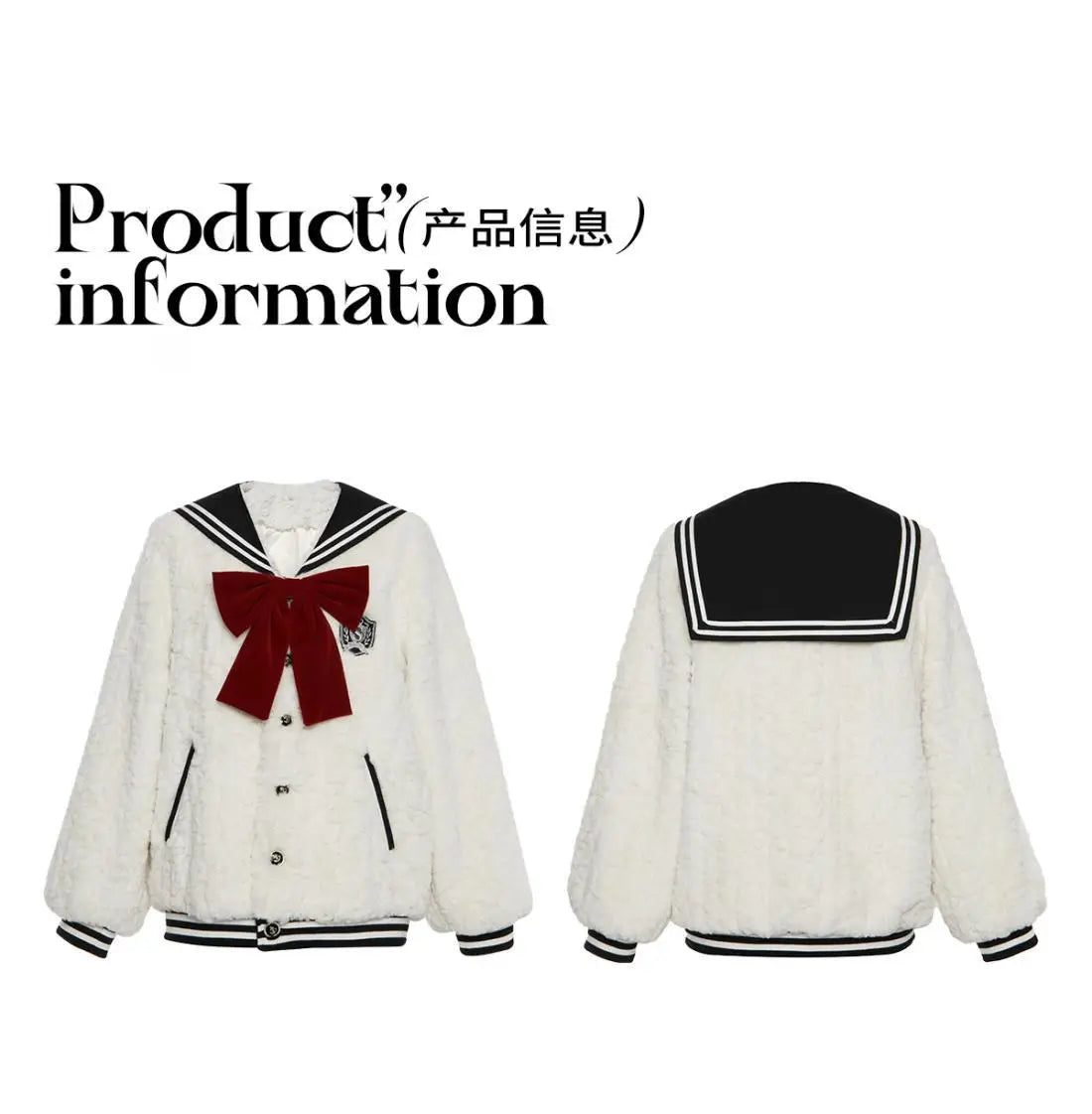 Harajuku Sweet Thicknecked Bow College Coat Woman Zip Up Hoodie Sailor Suit Plush Hoodies Women 2023 Streetwear Goth Y2k Clothes Street King Limited