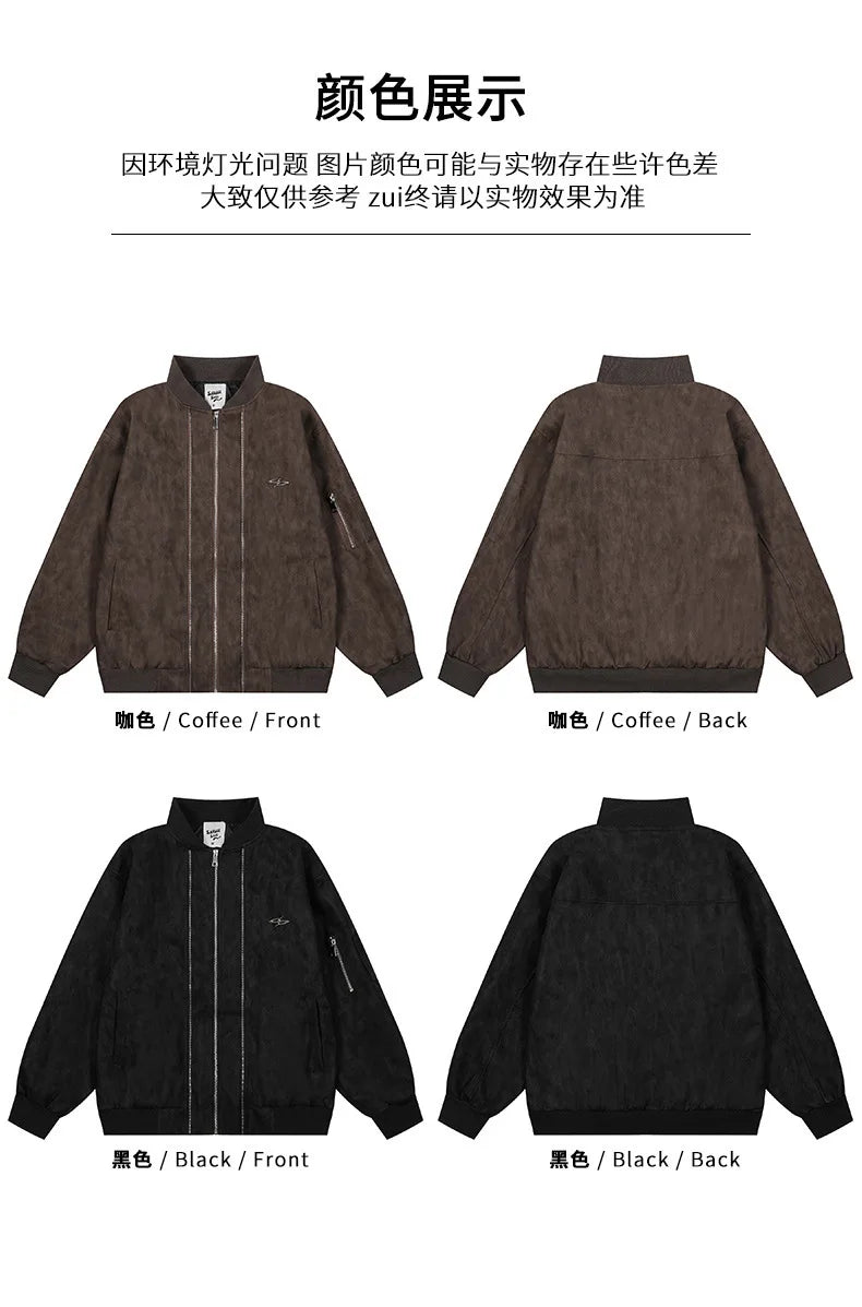 Men's Stand Up Collar PU Leather Jacket Autumn American Workwear Lapel Zipper Short Jacket Trend Casual Solid Color Bomber Coats Street King Limited