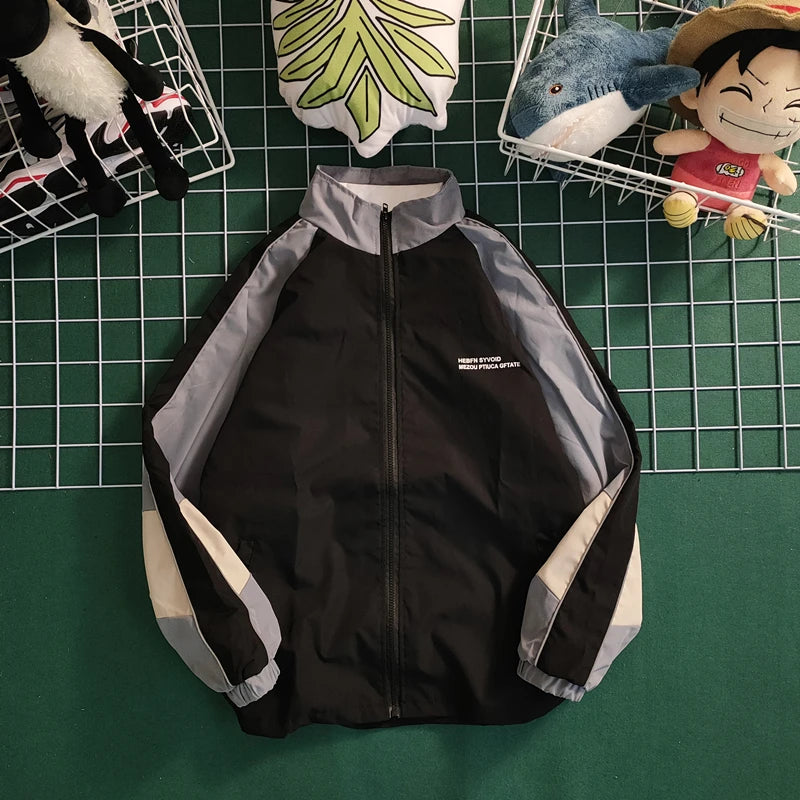 hip hop varsity baseball jackets mens harajuku patchwork color block coats oversized casual loose thin windbreaker jacket unisex unique default style 4337