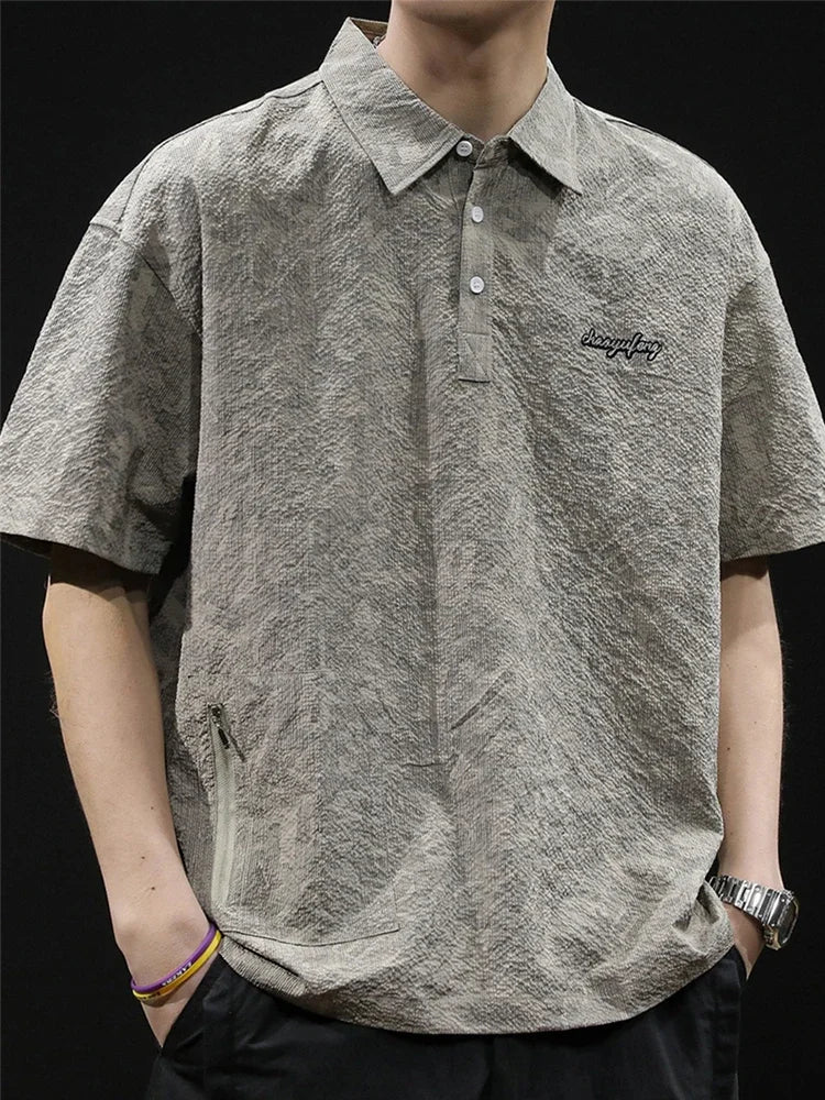Streetwear Summer Full Letter Printed Polo Shirt For Men New Lapel Button Tee Sh Summer Full Letter Printed Polo Shirt For Men 2024 New Lapel Button Tee Shirts Oversized Short Sleeve Y2K Streetwear T Shirt Fashion Sweater Jacket With Graphic Design For Men
