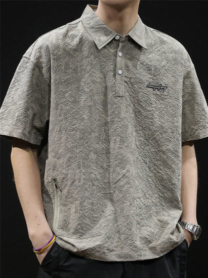 Streetwear Summer Full Letter Printed Polo Shirt For Men New Lapel Button Tee Sh Summer Full Letter Printed Polo Shirt For Men 2024 New Lapel Button Tee Shirts Oversized Short Sleeve Y2K Streetwear T Shirt Fashion Sweater Jacket With Graphic Design For Men