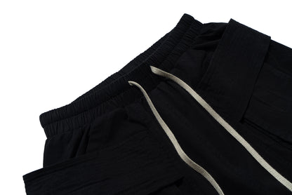 ro style double pockets drawstring wide leg cargo pants for men and women straight black baggy trousers oversized 1 unique cargo style 2101