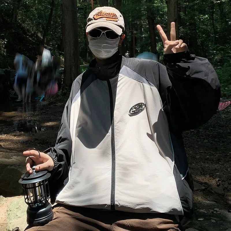 new sport charge jacket mens korean trend color blocking quick drying thin coats summer outdoor sunscreen casual windbreaker unique default style 1924