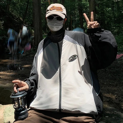 new sport charge jacket mens korean trend color blocking quick drying thin coats summer outdoor sunscreen casual windbreaker unique default style 1924