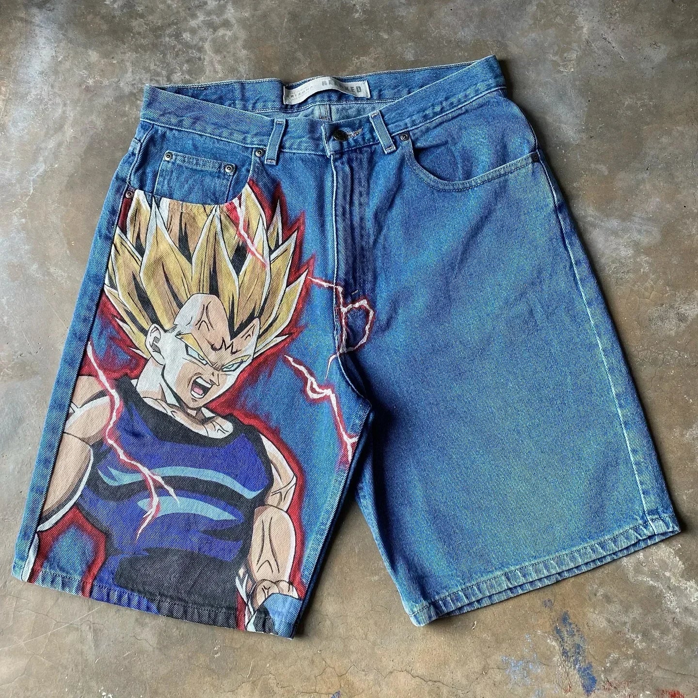 popular casual rem print sweatpants fashion y2k baggy jeans wide leg denim shorts pants harajuku streetwear trouser men clothing unique joggers style 3926
