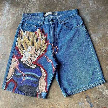 popular casual rem print sweatpants fashion y2k baggy jeans wide leg denim shorts pants harajuku streetwear trouser men clothing unique joggers style 3926