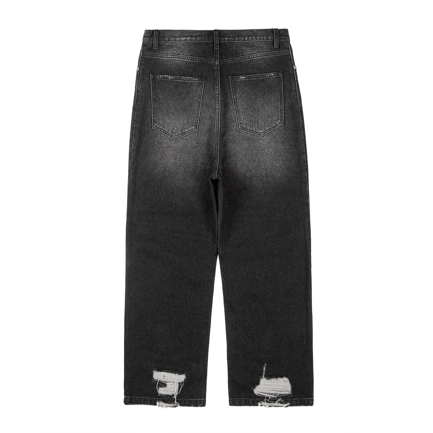 Hip Hop Washed Knee Hole Baggy Wide Leg Casual Jeans for Men Y2K Ripped Loose Distressed Denim Trousers Oversized Cargo Pants Street King Limited