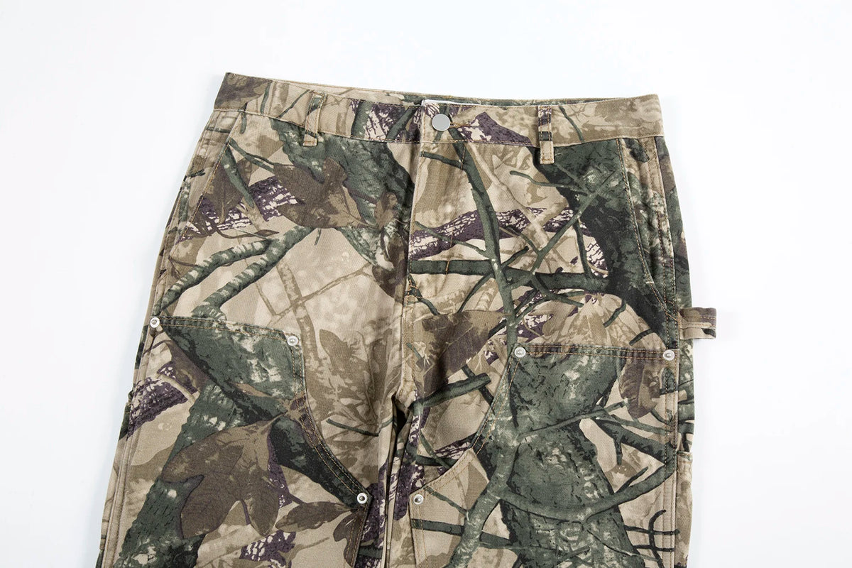 high street leaf camouflage logging pants for men straight patchwork baggy jeans cargos y2k pantalones hombre oversized trousers 1 multi-pocket cargos