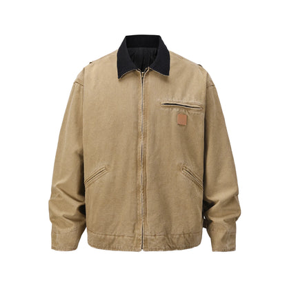 casual loose cargo jacket mens lapel spliced long sleeve retro autumn winter outerwear men unique cargo style 211