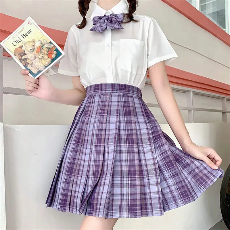 Jk Uniforms Gyaru School Uniform for Girl Student Pleated Skirt Uniform Set Women Short Sleeve Bow Tie Seifuku Japanese Style Street King Limited