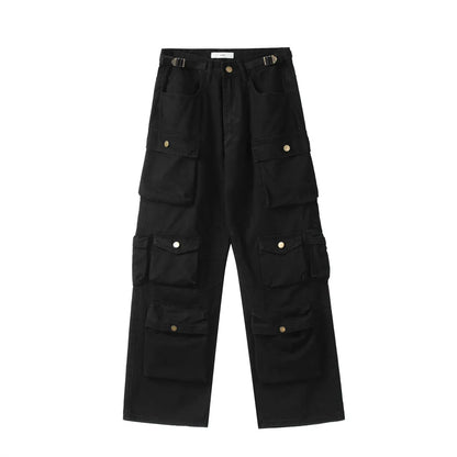new multi pocket heavy industry washed cargo pants mens high rise loose y2k vintage streetwear oversized straight leg jeans multi-pocket cargos
