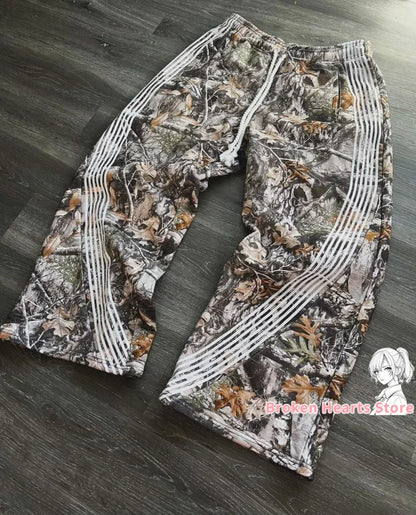 y2k retro camo graphic baggy pants gothic hip hop streetwear sweatpants casual pants womens mens elastic waist jogging trousers streetwear sweatpants